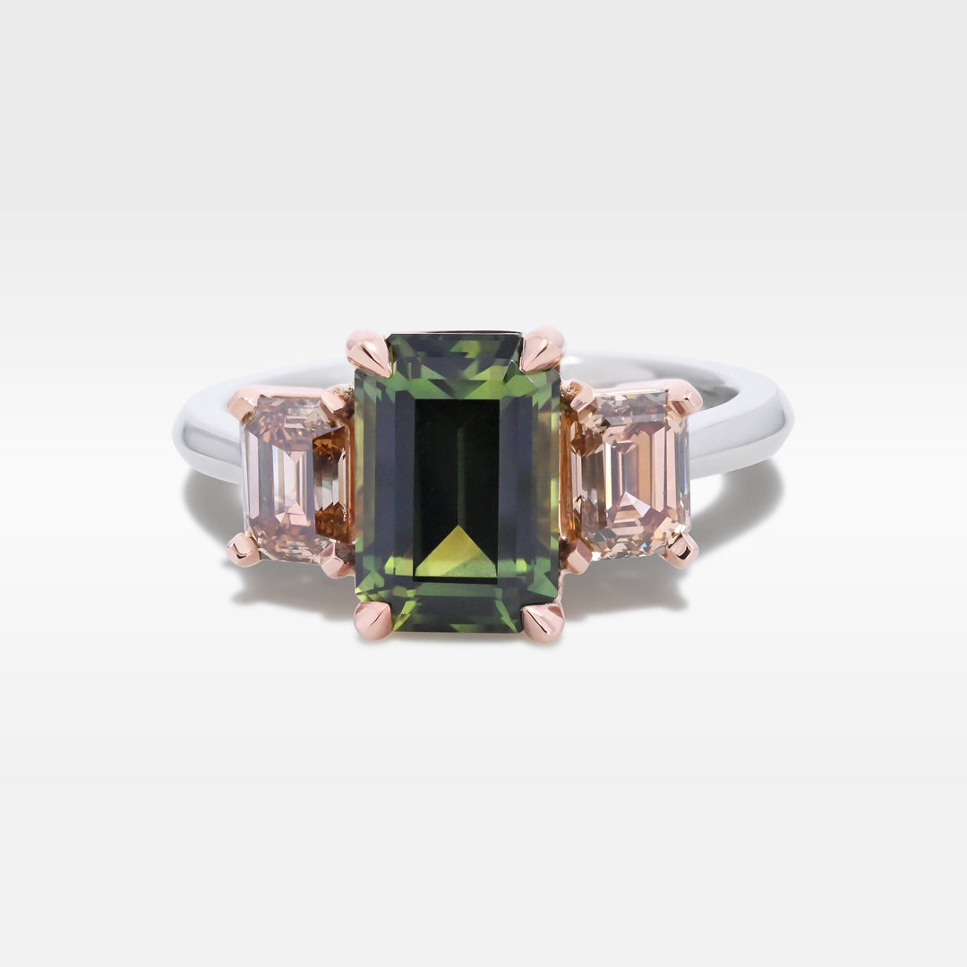 ‘Dryad’ 2.52ct Australian Green Sapphire & Arglye Diamond Ring Ring Jason Ree Design 