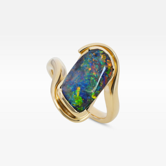 ‘Chartres’ 4.2ct Australian Boulder Opal Gold Ring Ring Jason Ree Design 