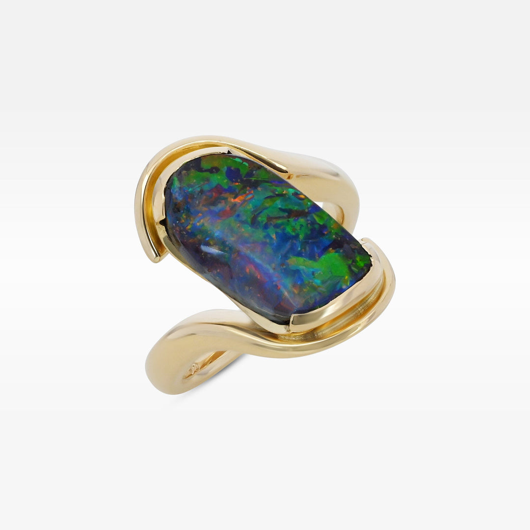 ‘Chartres’ 4.2ct Australian Boulder Opal Gold Ring Ring Jason Ree Design 