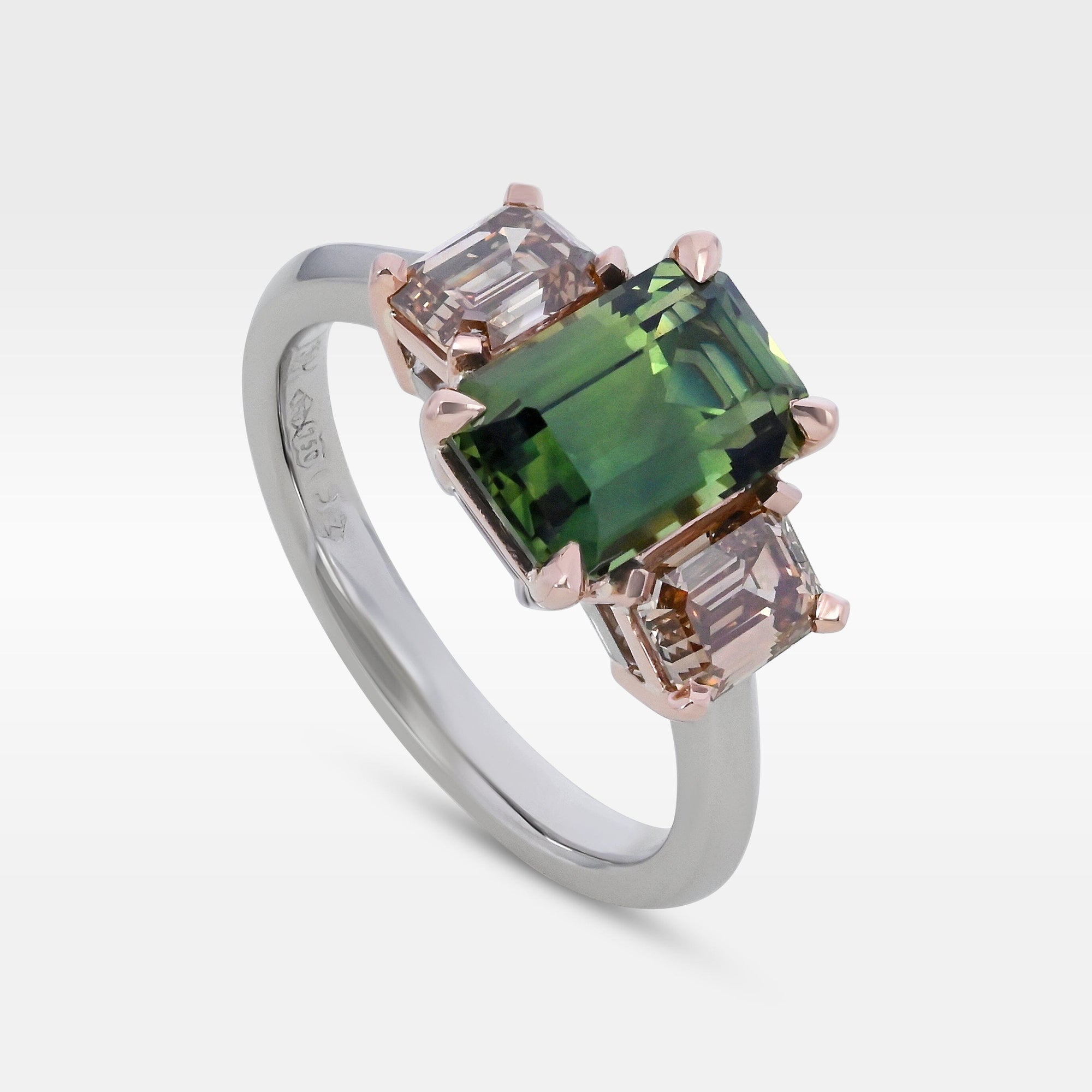 ‘Dryad’ 2.52ct Australian Green Sapphire & Arglye Diamond Ring Ring Jason Ree Design 
