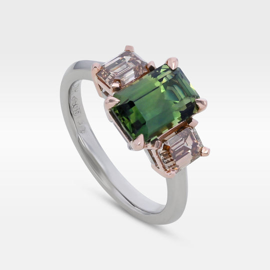 ‘Dryad’ 2.52ct Australian Green Sapphire & Arglye Diamond Ring Ring Jason Ree Design 