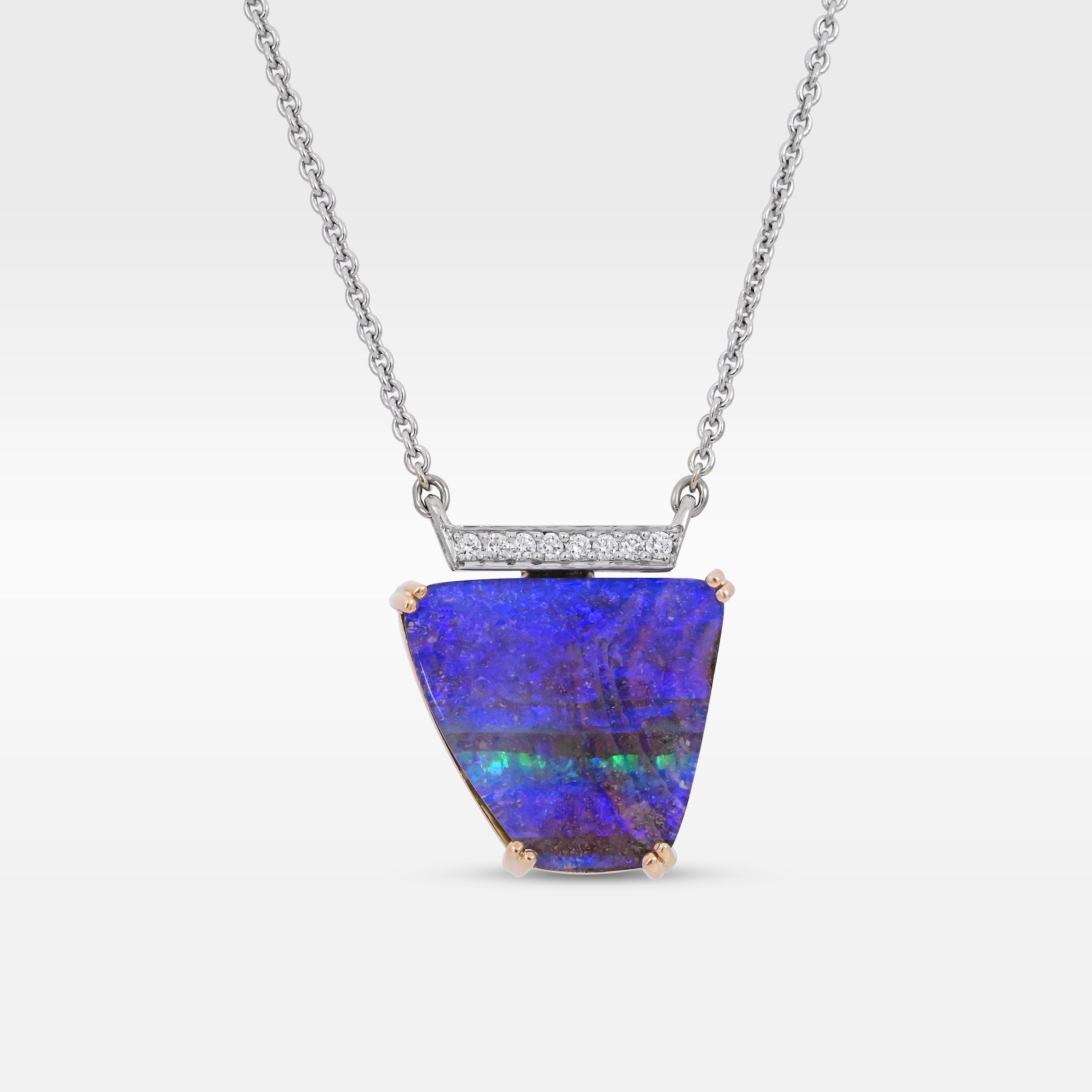 ‘Despina’ 7.1ct Australian Boulder Opal & Diamond Necklace Necklace Jason Ree Design 