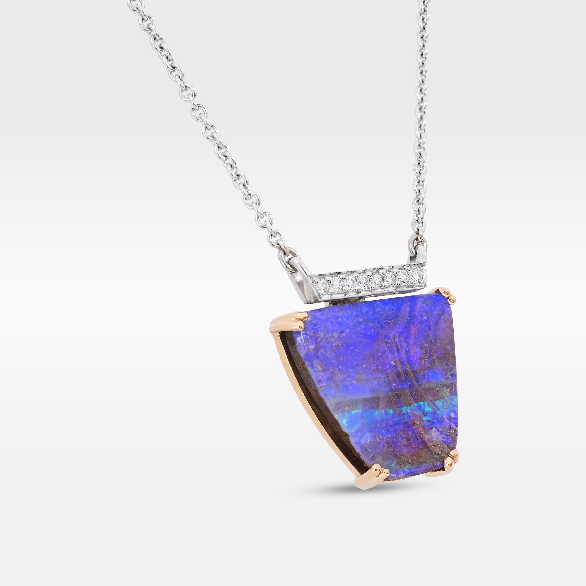 ‘Despina’ 7.1ct Australian Boulder Opal & Diamond Necklace Necklace Jason Ree Design 