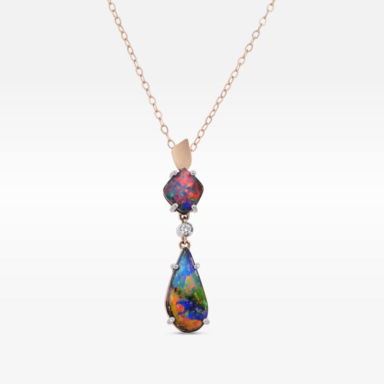 ‘Kaleidoscope’ 3.08cts Australian Boulder Opal Gold Necklace Necklace Jason Ree Design 