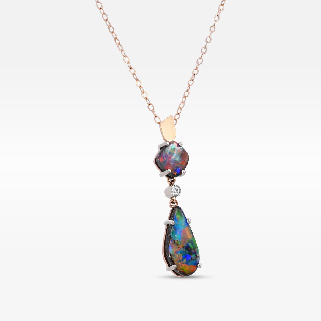 ‘Kaleidoscope’ 3.08cts Australian Boulder Opal Gold Necklace Necklace Jason Ree Design 