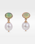 ‘Laguna’ Crystal Opal & South Sea Pearl Yellow Gold Earrings Earrings Jason Ree Design 