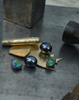 ‘Hibiscus’ 3.02cts Australian Boulder Opal & Pearl Yellow Gold Earrings Earrings Jason Ree Design 