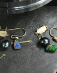 ‘Hibiscus’ 3.02cts Australian Boulder Opal & Pearl Yellow Gold Earrings Earrings Jason Ree Design 