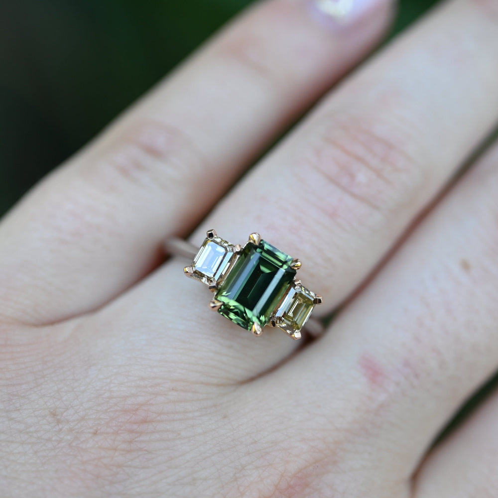 ‘Dryad’ 2.52ct Australian Green Sapphire & Arglye Diamond Ring Ring Jason Ree Design 
