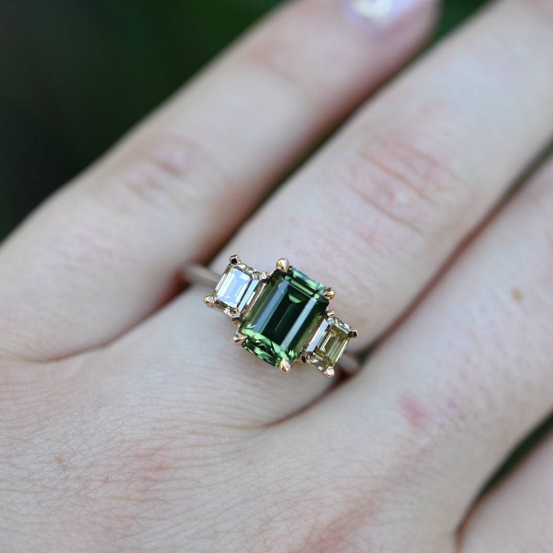 ‘Dryad’ 2.52ct Australian Green Sapphire & Arglye Diamond Ring Ring Jason Ree Design 