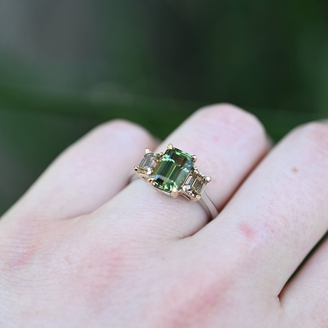 ‘Dryad’ 2.52ct Australian Green Sapphire & Arglye Diamond Ring Ring Jason Ree Design 