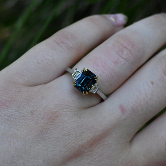 ‘Nereid’ 2.72ct Australian Unheated Teal Sapphire & Diamond Platinum Ring Ring Jason Ree Design 