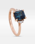 'Zoe' 1.93ct Unheated Australian Teal Square Emerald-cut Rose Gold Ring Ring Jason Ree Design 