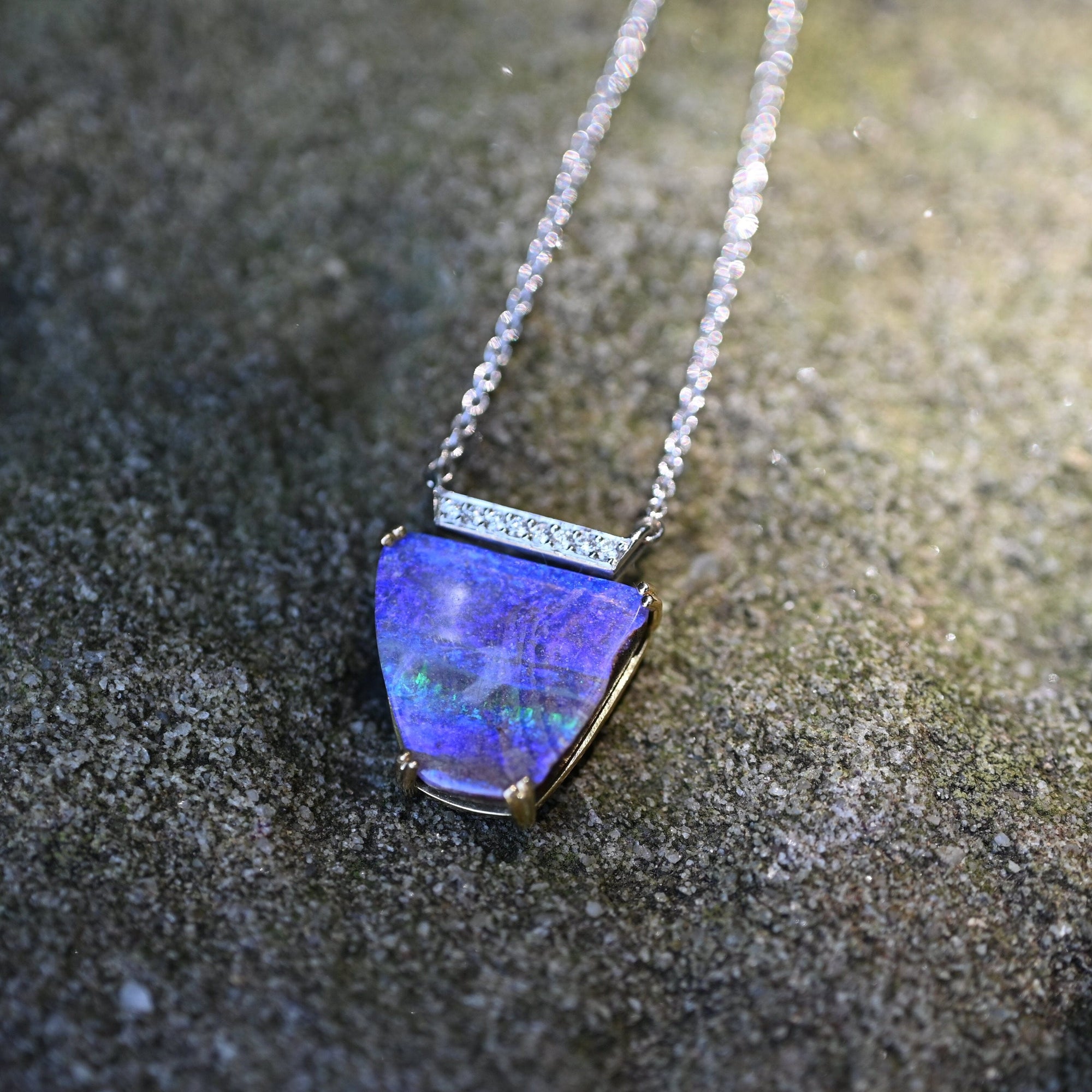 ‘Despina’ 7.1ct Australian Boulder Opal & Diamond 18ct Necklace Necklace Jason Ree Design 