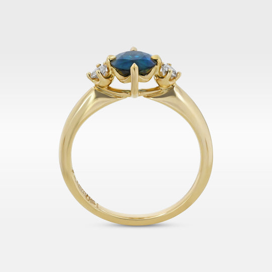 ‘Riverina’ Compass-set 1.37ct Australian Blue/Green Sapphire & Diamond Ring Ring Jason Ree Design 