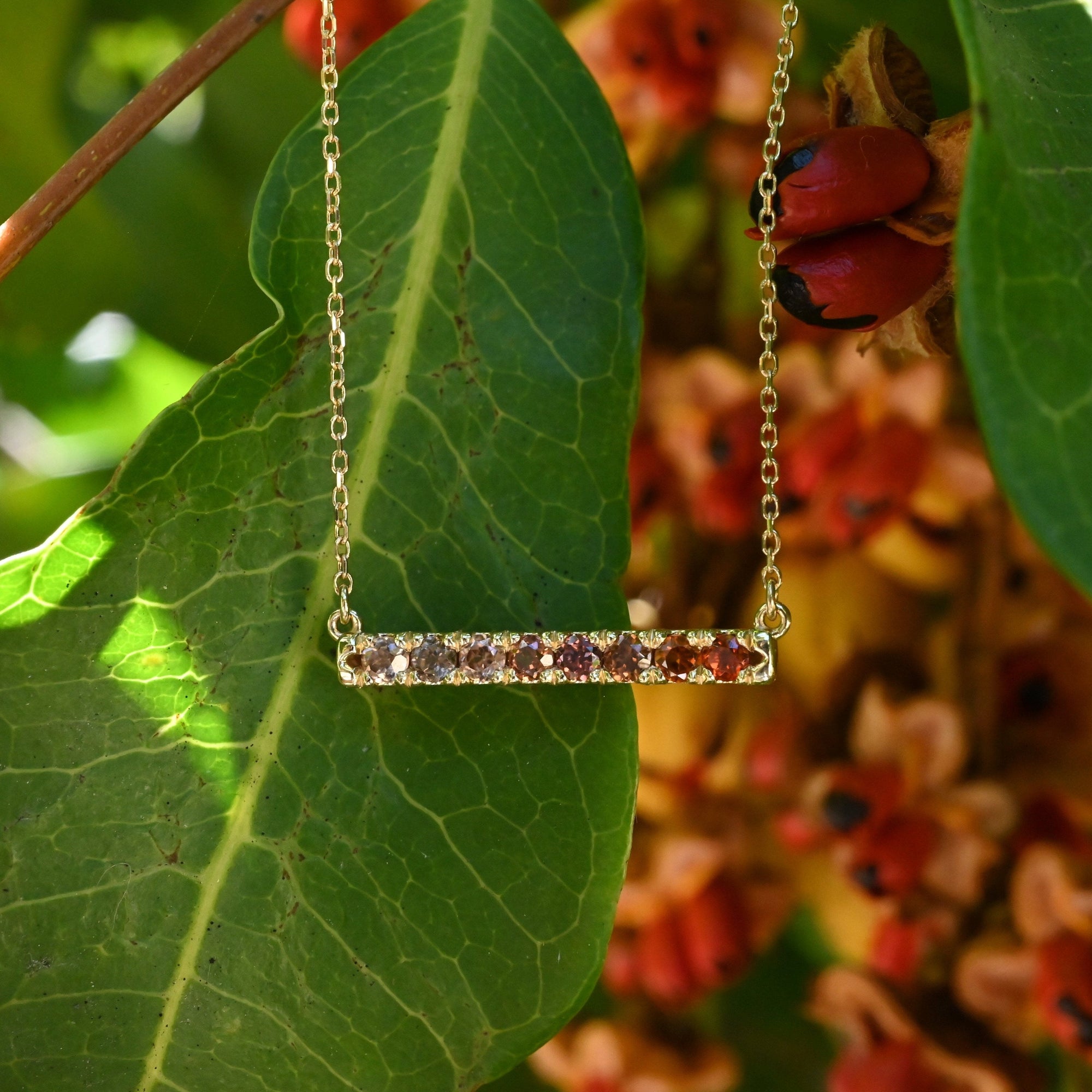 ‘Antoinette’ 0.86cts Natural Peach Zircon Yellow Gold Necklace Necklace Jason Ree Design 