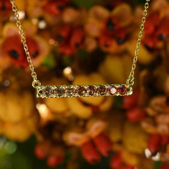 ‘Antoinette’ 0.86cts Natural Peach Zircon Yellow Gold Necklace Necklace Jason Ree Design 