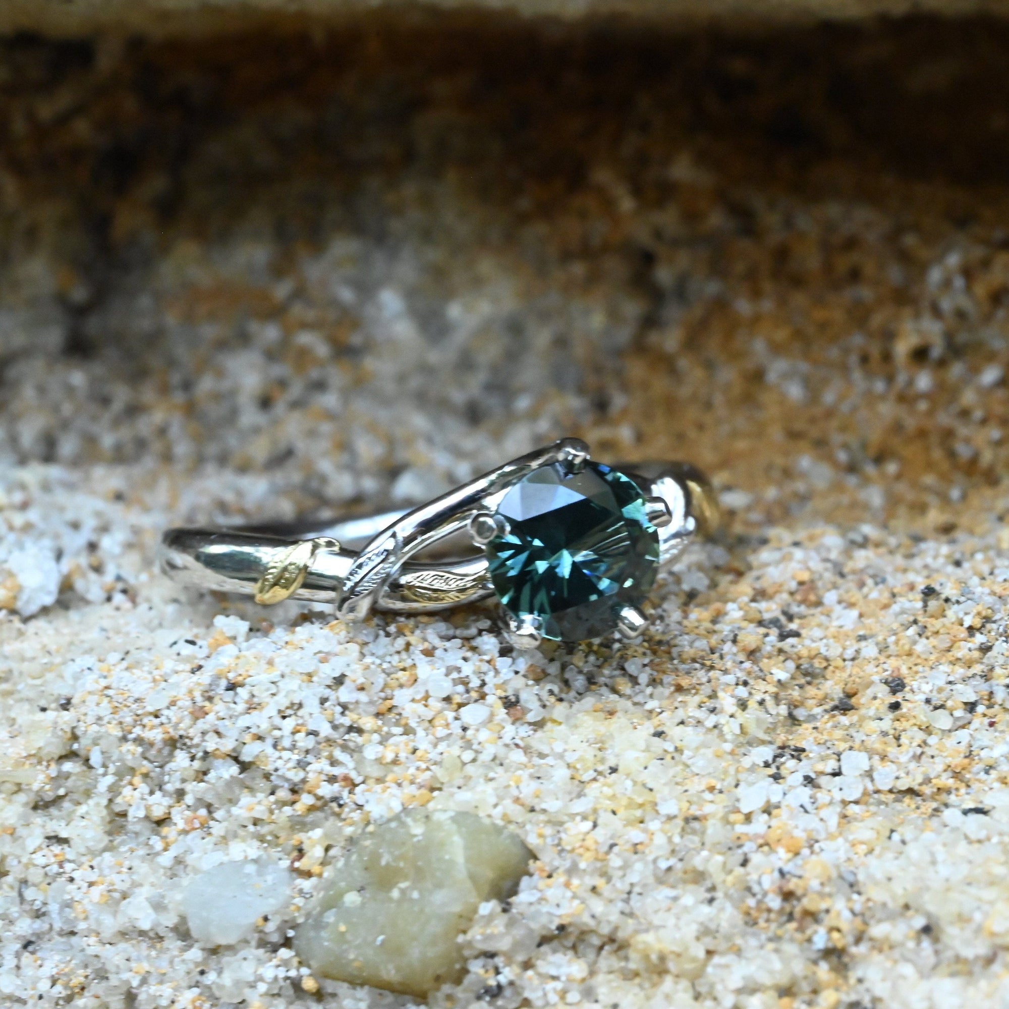 ‘Gumleaf Love Knot’ 1.01ct Australian Teal Sapphire Ring Ring Jason Ree Design 