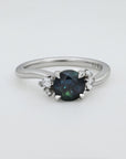 'Storm Swell' Australian Green Sapphire & Diamond Platinum Ring Ring Jason Ree Design 