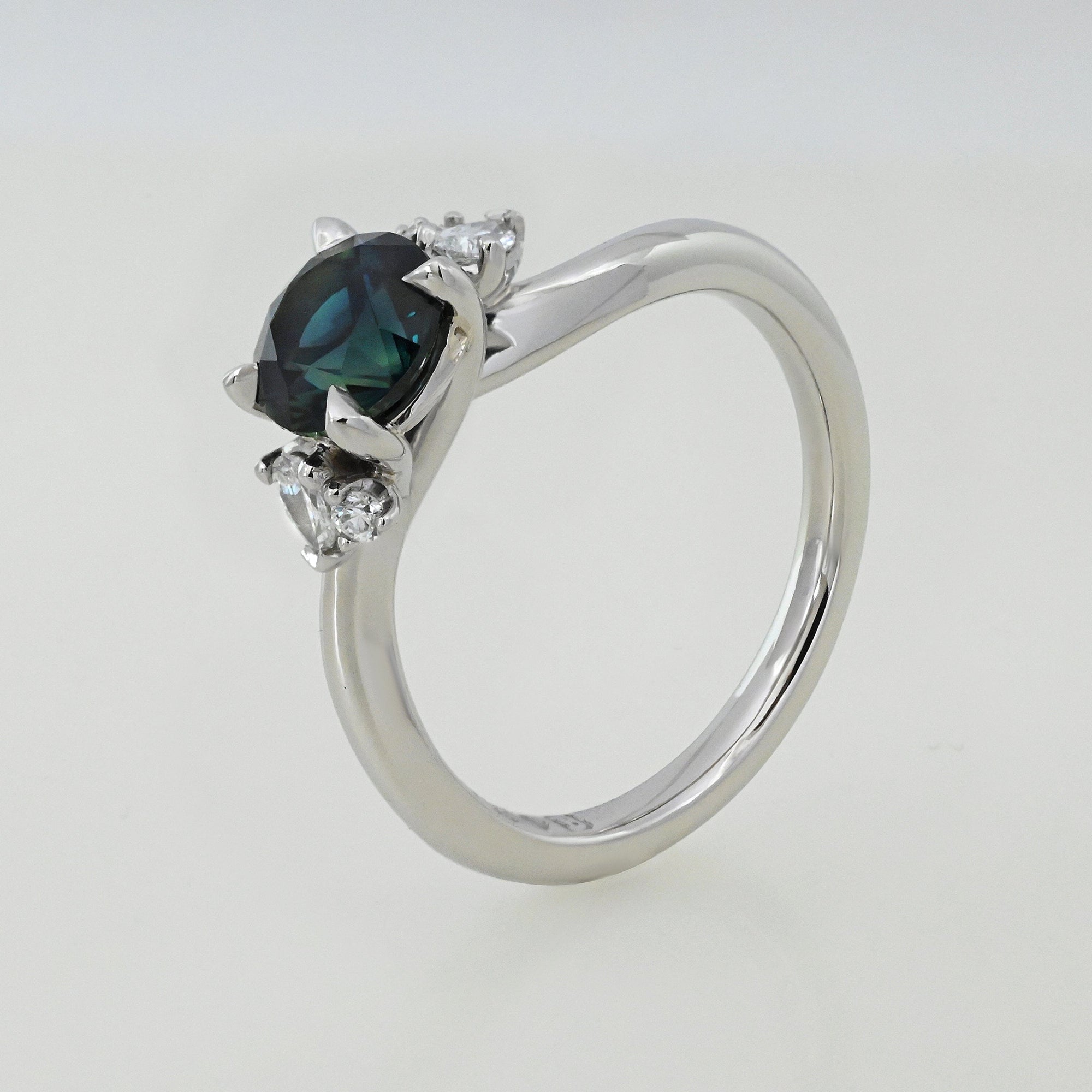 'Storm Swell' Australian Green Sapphire &amp; Diamond Platinum Ring Ring Jason Ree Design 