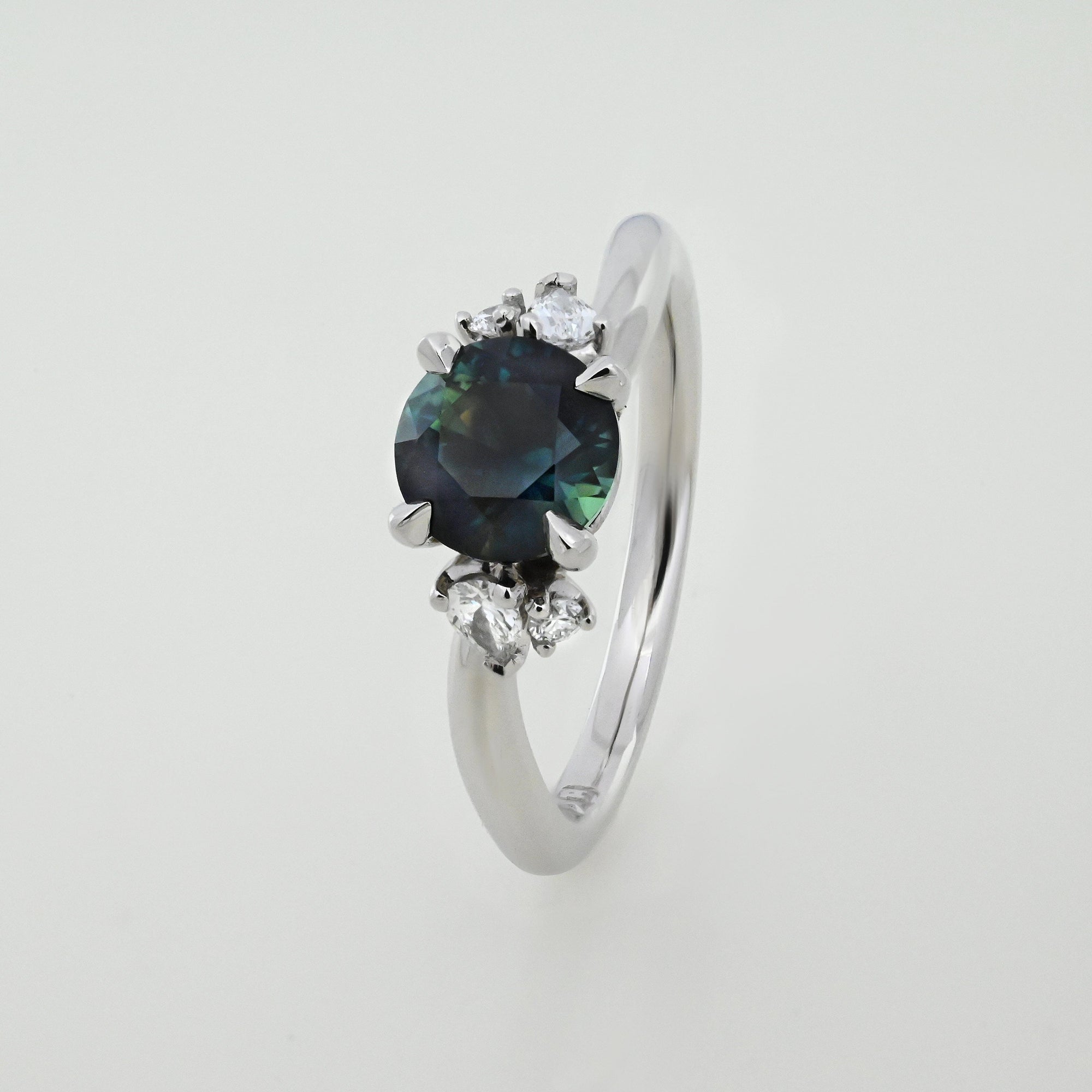 'Storm Swell' Australian Green Sapphire &amp; Diamond Platinum Ring Ring Jason Ree Design 