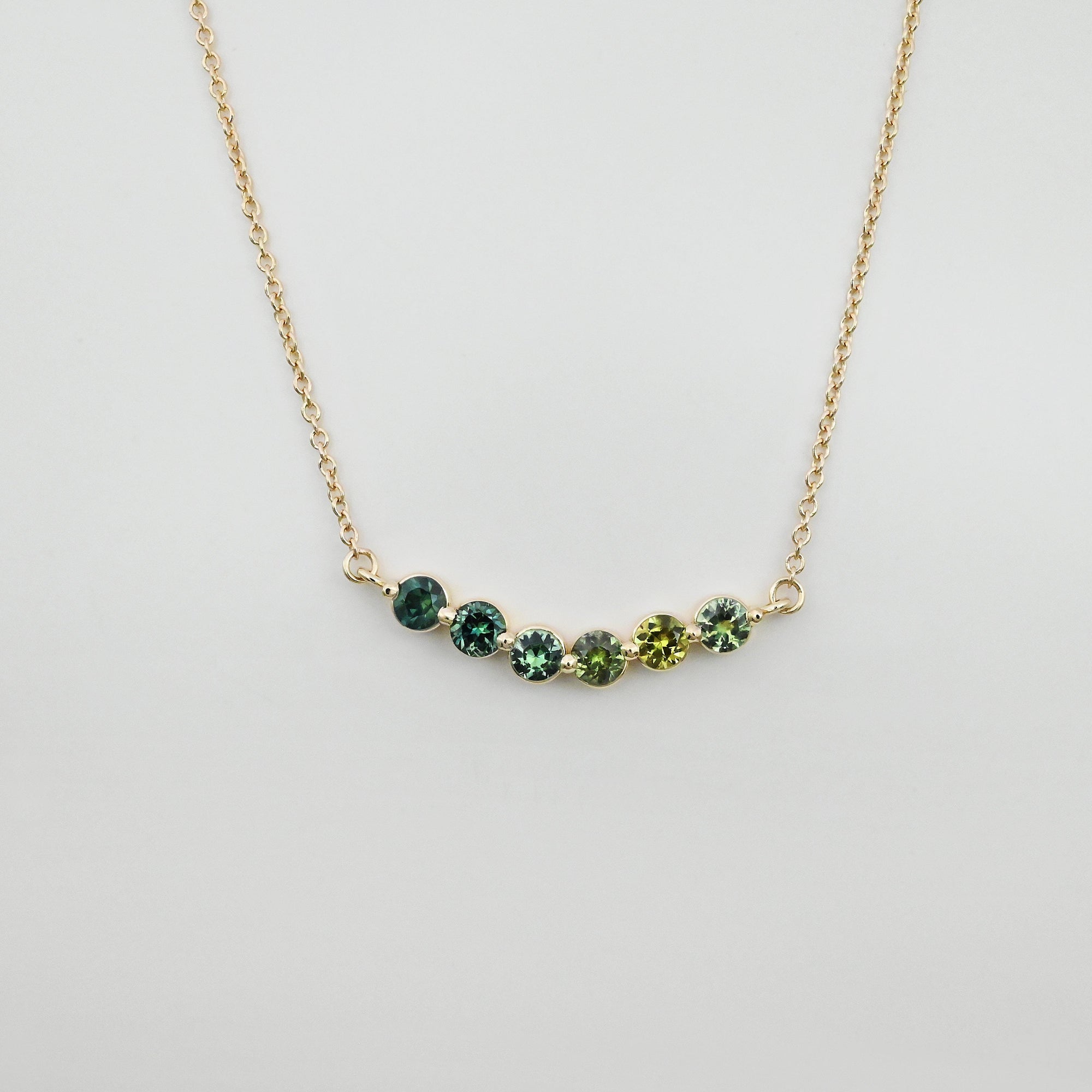 'Grain' 6 Australian Sapphire Yellow Gold Necklace Necklace Jason Ree Design 