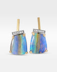 ‘Despina’ 14.85cts Australian Boulder Opal & Diamond Gold Earrings Earrings Jason Ree Design 