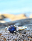 'Swell' Australian Blue Sapphire & Diamond Yellow Gold Ring Ring Jason Ree Design 