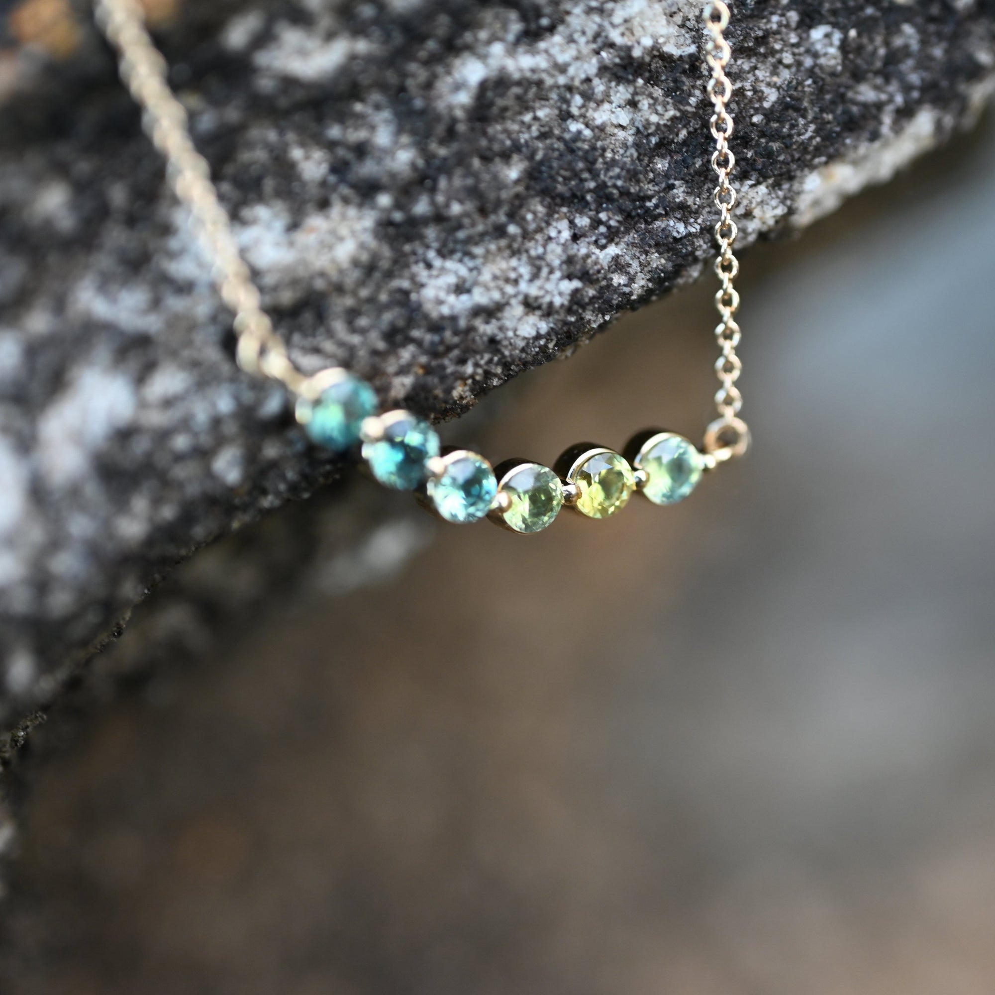 'Grain' 6 Australian Sapphire White Gold Necklace Necklace Jason Ree Design 