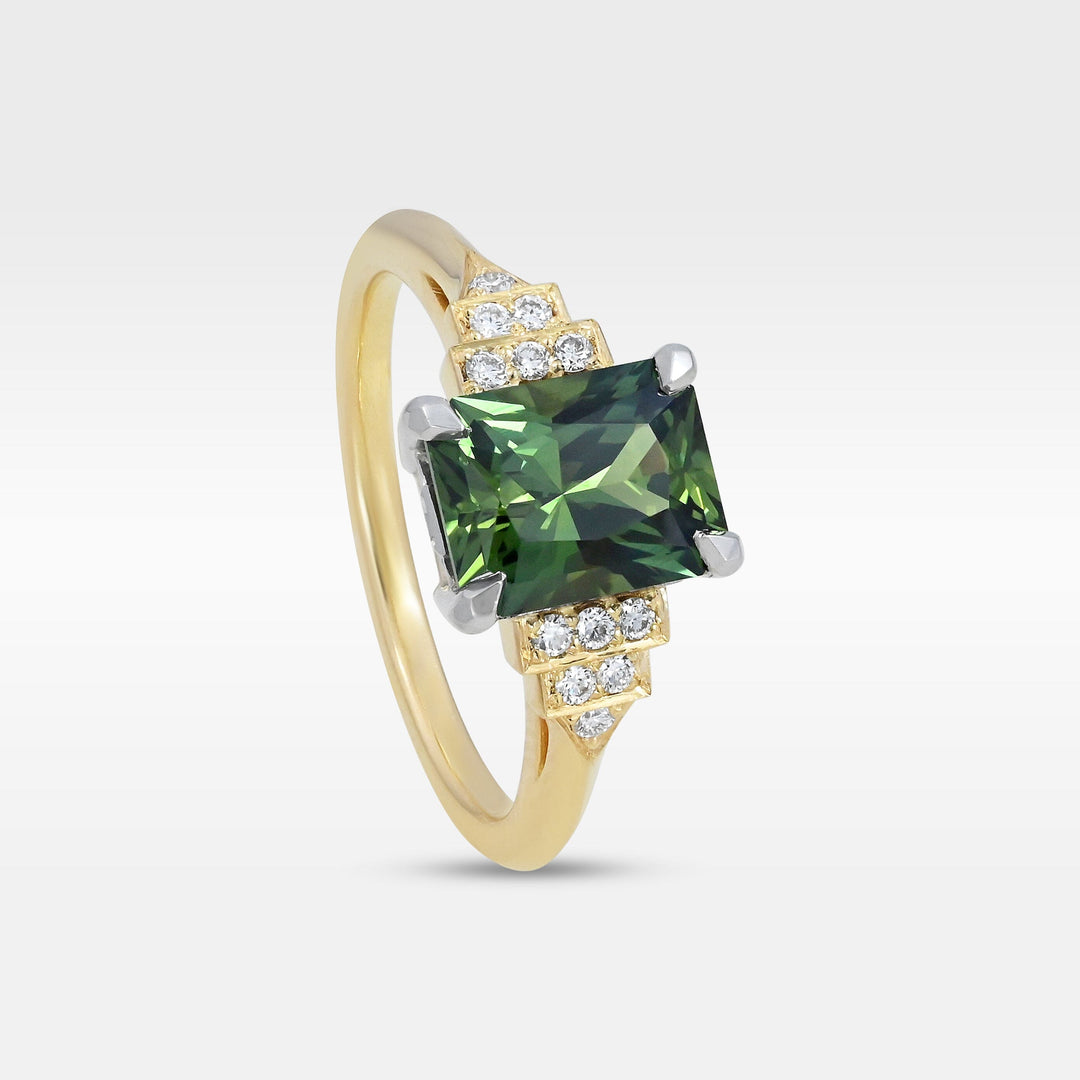 ‘Lillian’ 1.97ct Australian Green Sapphire & Diamond Ring Ring Jason Ree Design 