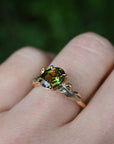 Asymmetrical 'Gumleaf' Australian Parti Sapphire ring Ring Jason Ree Design 