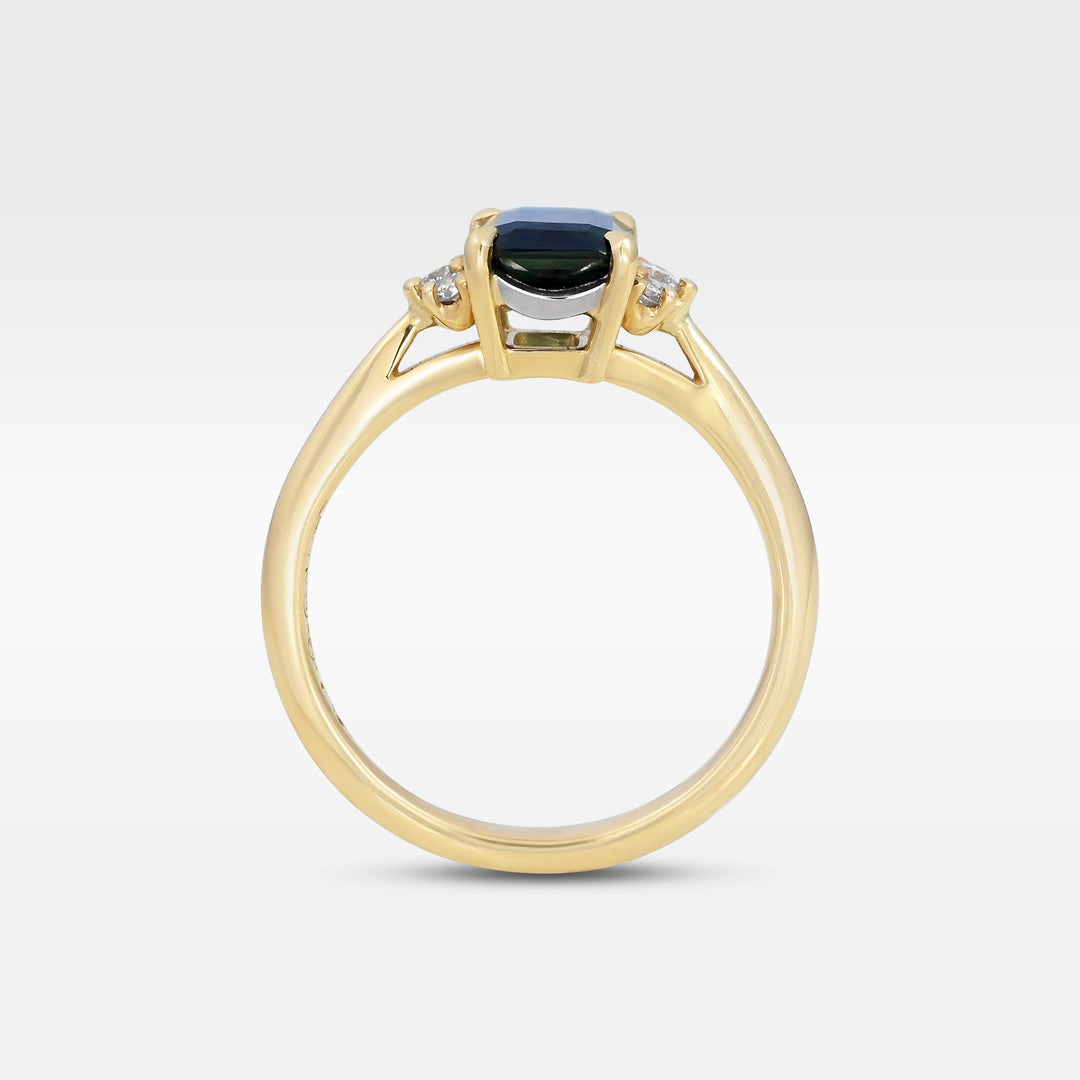 ‘Zoe’ 1.72ct Teal Radiant-Cut Australian Sapphire Ring Ring Jason Ree Design 