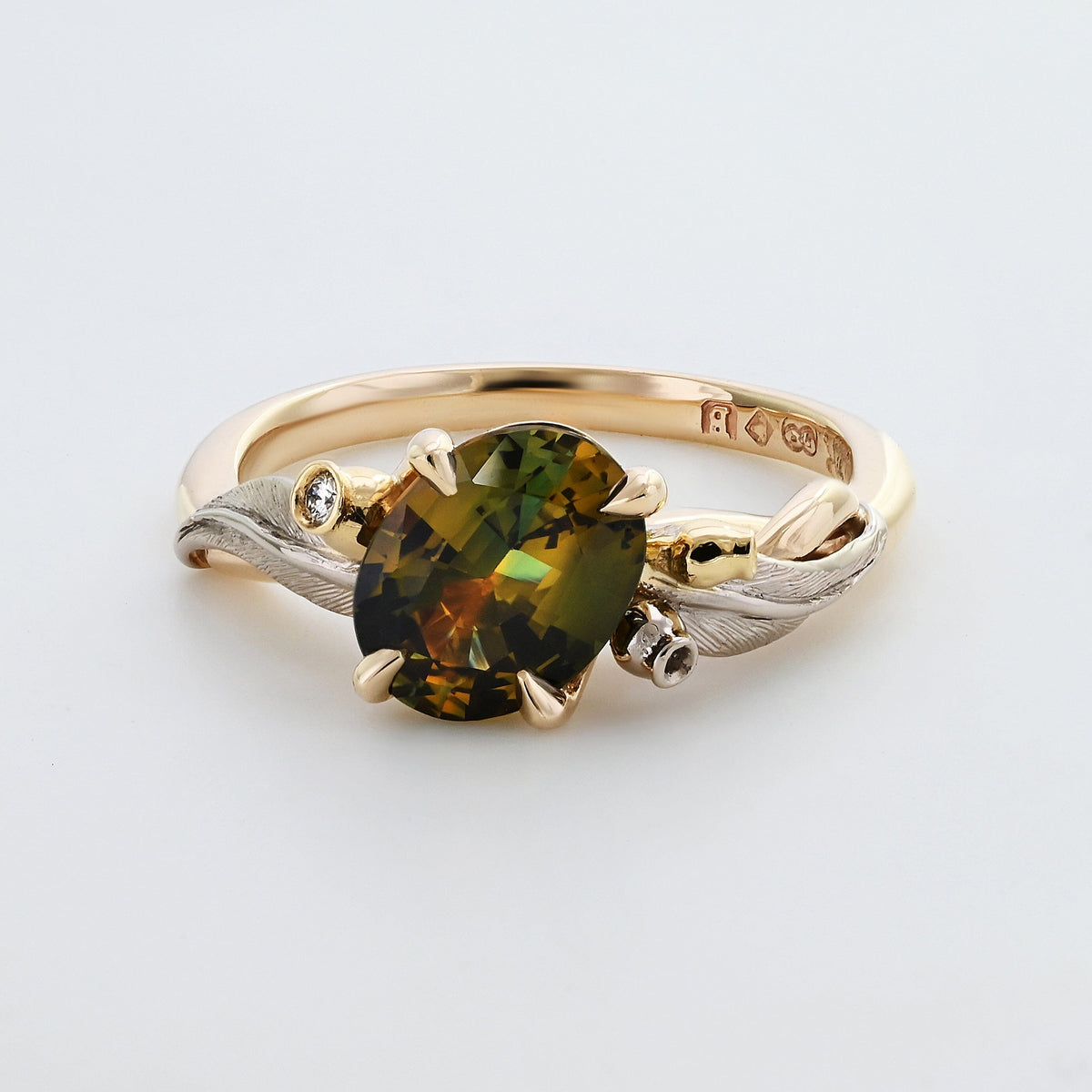 Asymmetrical 'Gumleaf' 1.37cts Australian Parti Sapphire ring Ring Jason Ree Design 