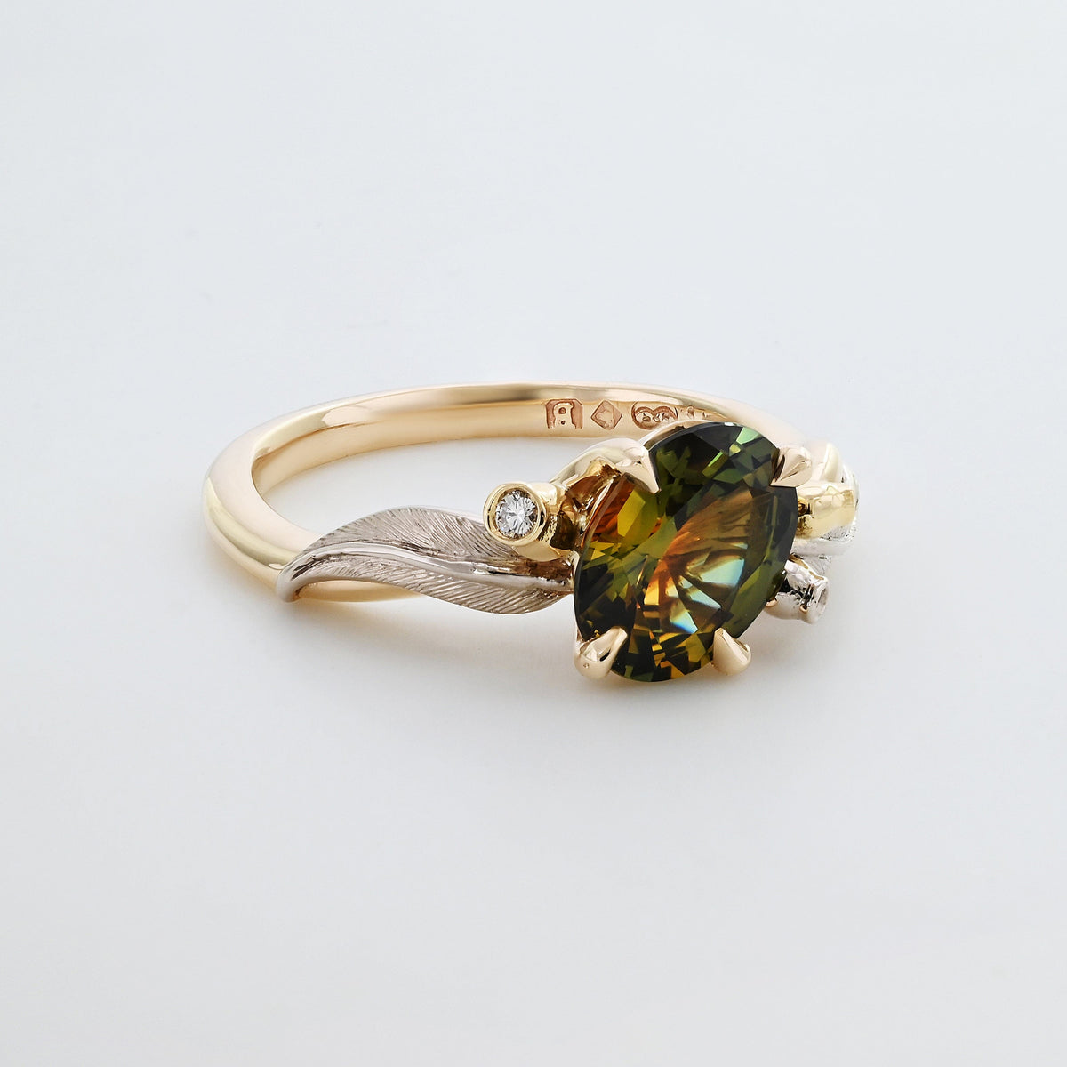 Asymmetrical 'Gumleaf' 1.37cts Australian Parti Sapphire ring Ring Jason Ree Design 