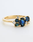 'Mini Spatter' Australian Blue Sapphire & Diamond Yellow Gold Ring Ring Jason Ree Design 