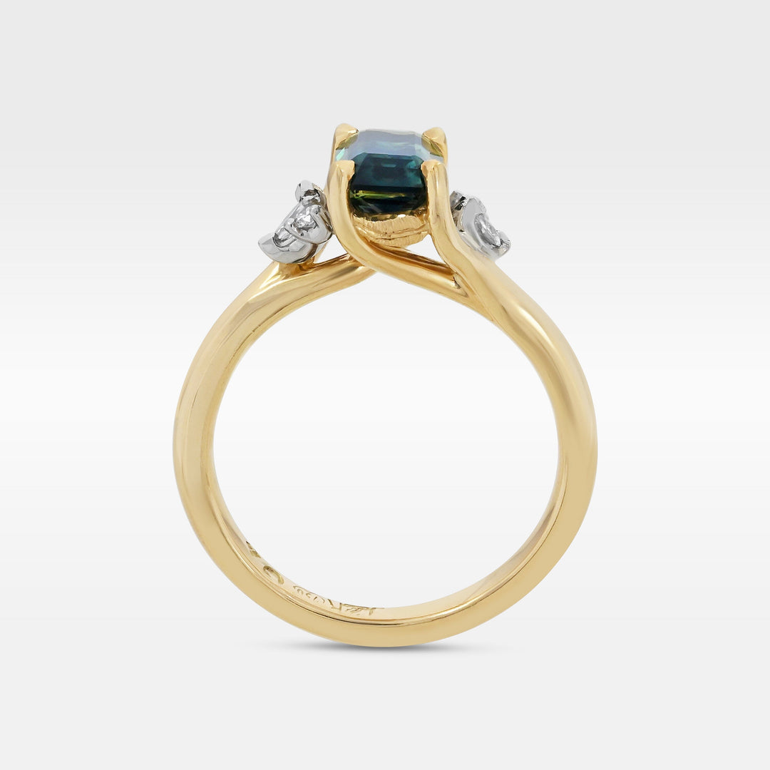 ‘Lily’ 1.51ct Green Australian Emerald-cut Sapphire & Diamond Ring Ring Jason Ree Design 