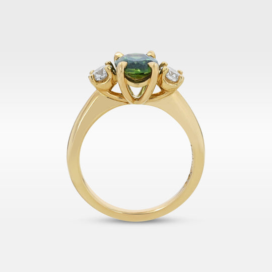 ‘Riverina’ 1.59ct Green Australian Sapphire & Diamond Yellow Gold Ring Ring Jason Ree Design 