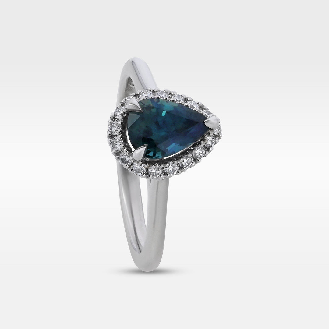 ‘Eden’ 1.12ct Teal Australian Sapphire & Diamond Platinum Ring Ring Jason Ree Design 