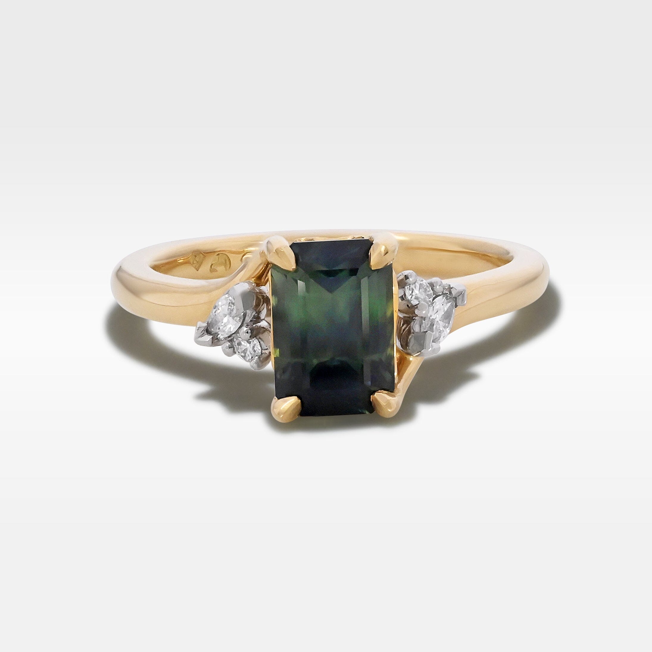 ‘Lily’ 1.51ct Green Australian Emerald-cut Sapphire & Diamond Ring Ring Jason Ree Design 