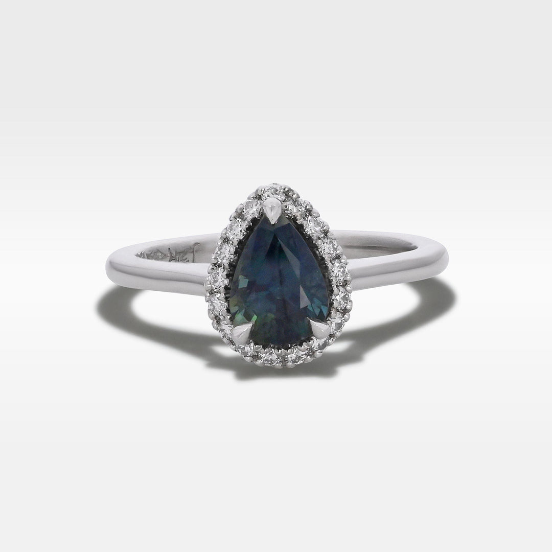 ‘Eden’ 1.12ct Teal Australian Sapphire & Diamond Platinum Ring Ring Jason Ree Design 