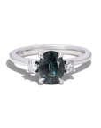‘Riverina’ 1.32ct Oval-cut Bright Teal Australian Sapphire & Diamond Platinum Ring Ring Jason Ree Design 