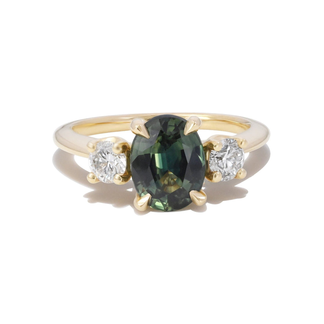 ‘Riverina’ 1.59ct Green Australian Sapphire & Diamond Yellow Gold Ring Ring Jason Ree Design 