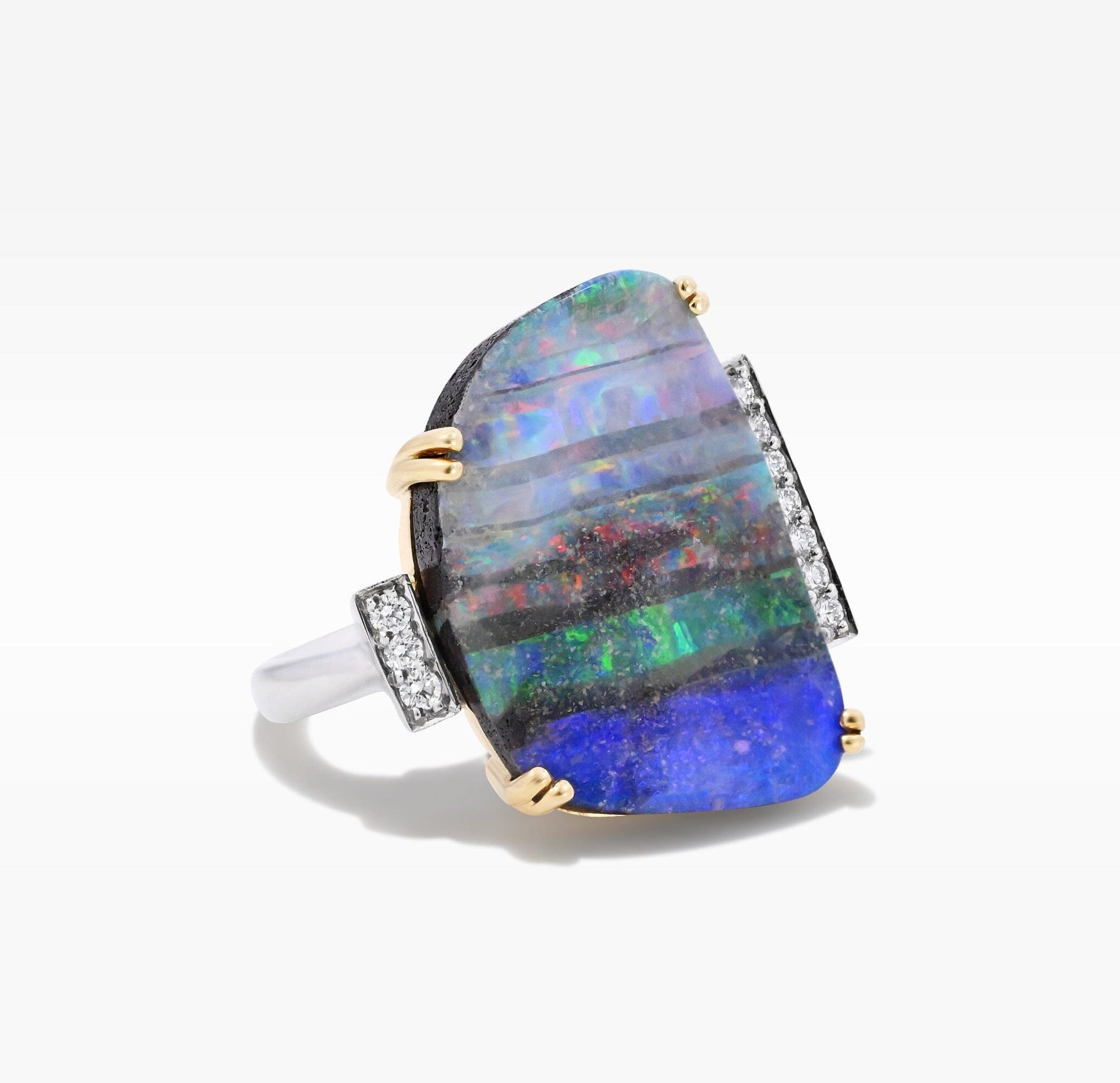 ‘Despina’ 9.2ct Australian Boulder Opal &amp; Diamond Platinum Ring Ring JasonRee 