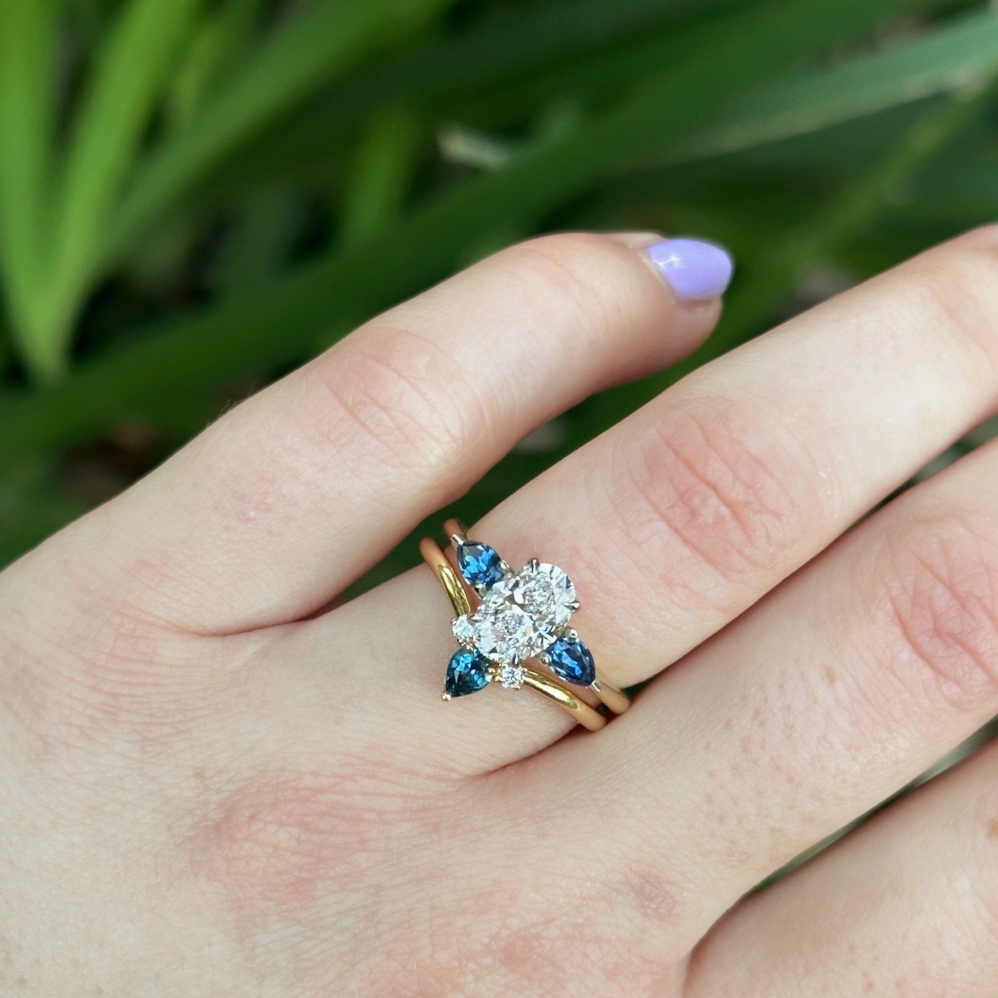 ‘Delta’ 1.22ct E VS1 Lab Grown Oval Diamond &amp; Australian Sapphire Ring Ring Jason Ree Design 