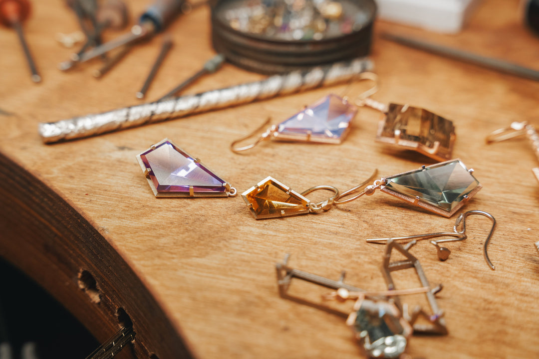 ‘Pinnacle’ Lavender Quartz Rose Gold Earrings Earrings Jason Ree Design 