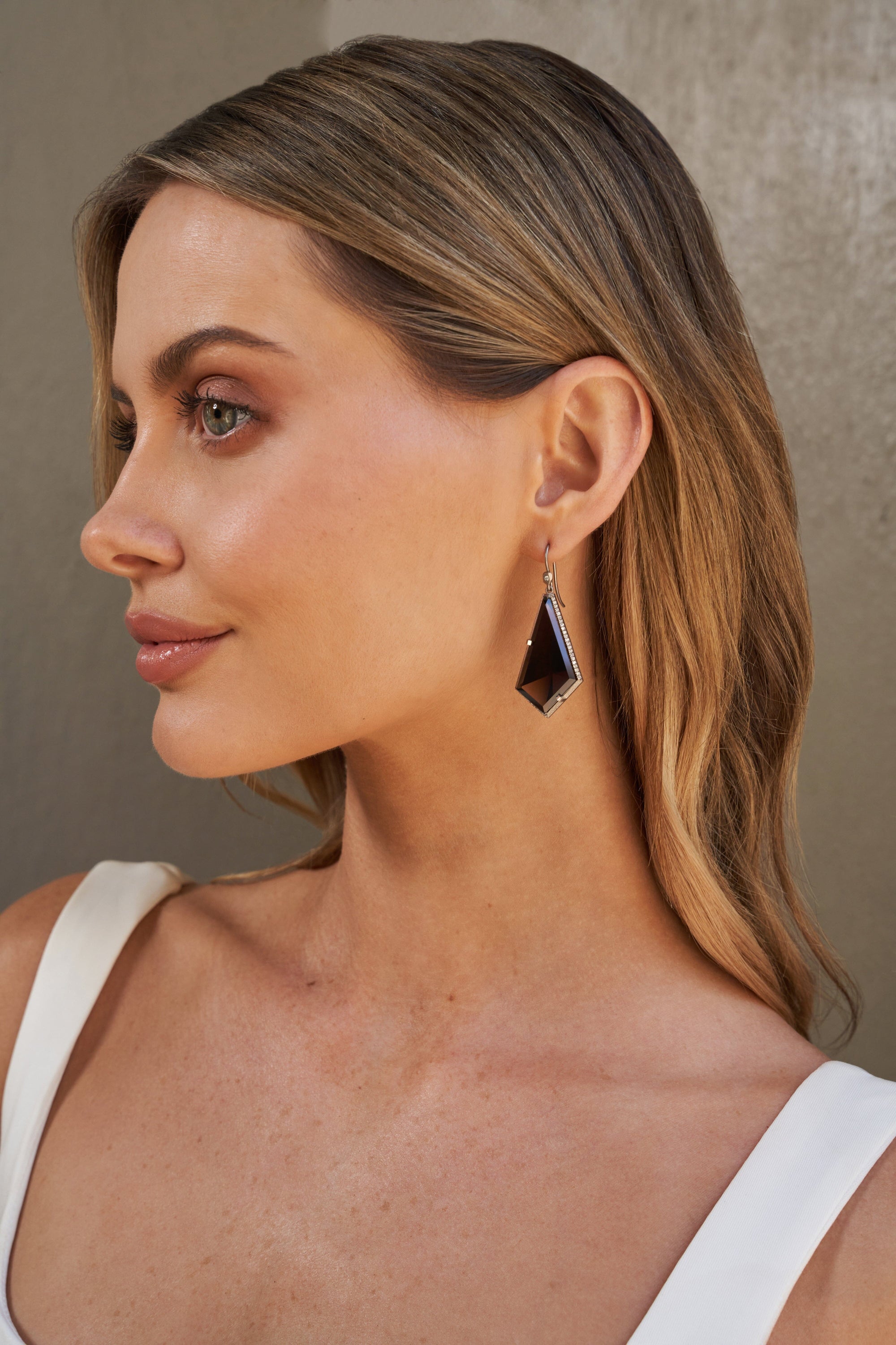 ‘Abyss’ Smokey Quartz & Diamond White Gold Earrings Earrings Jason Ree Design 