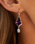 ‘Summit’ Amethyst & Silver Pearl White Gold Earrings Earrings Jason Ree Design 