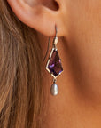 ‘Summit’ Amethyst & Silver Pearl White Gold Earrings Earrings Jason Ree Design 