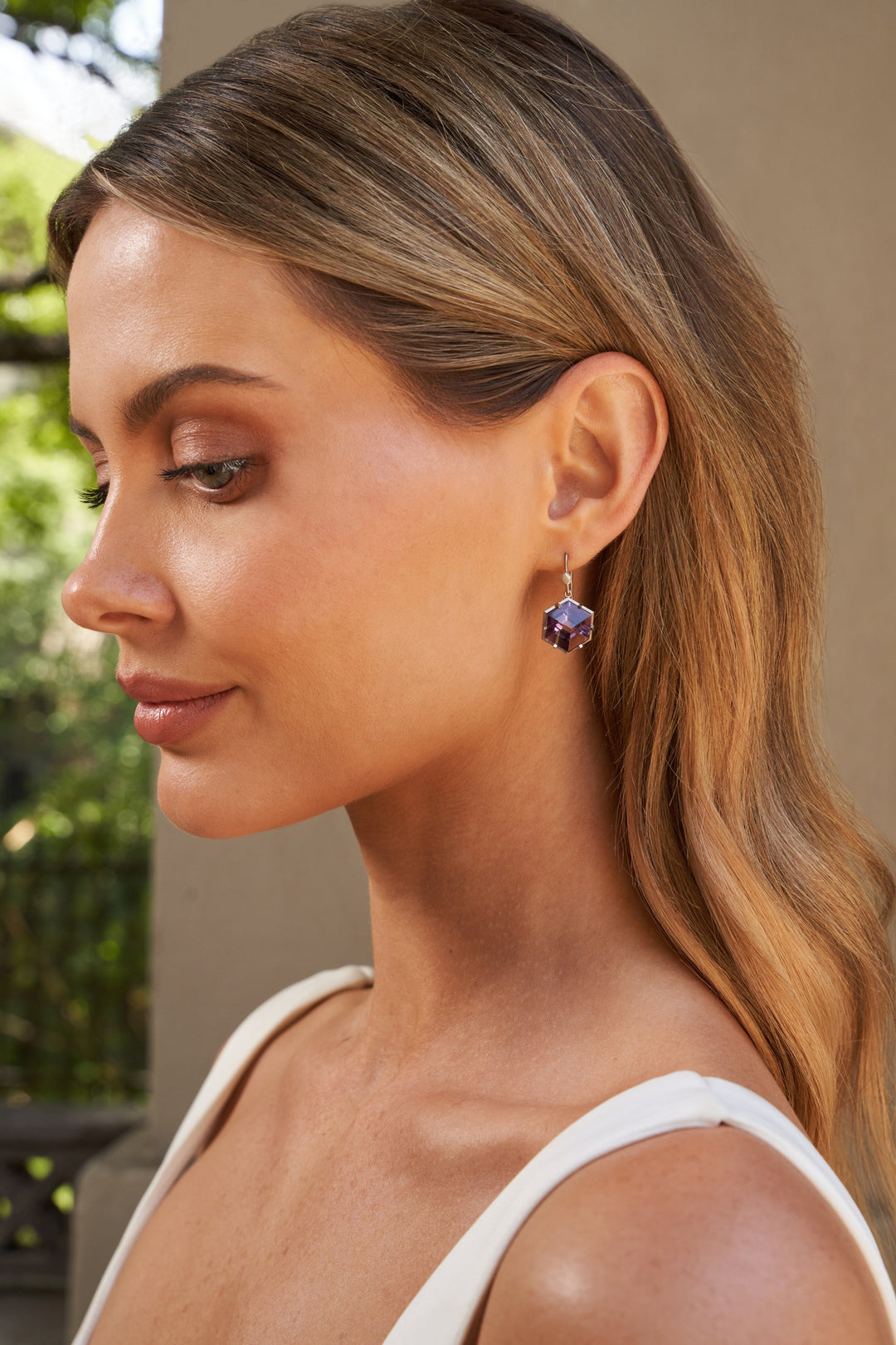 ‘Mesa’ Amethyst White Gold Earrings Earrings Jason Ree Design 