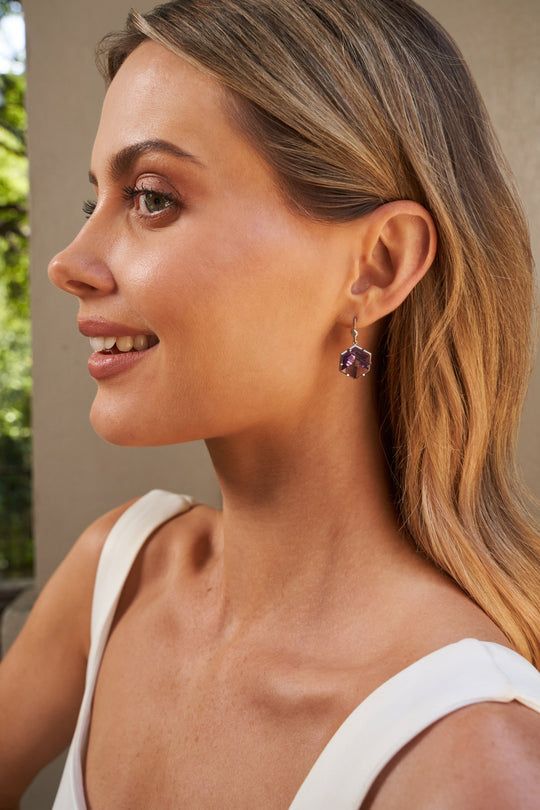 ‘Mesa’ Amethyst White Gold Earrings Earrings Jason Ree Design 